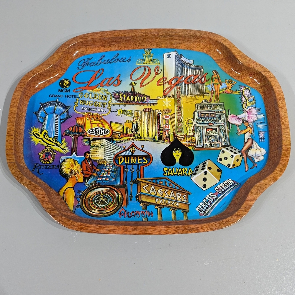 vintage las vegas metal tray/plate